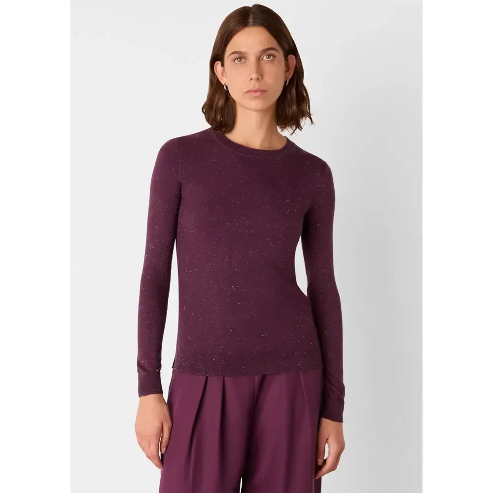 Whistles Burgundy Annie Sparkle Crew Neck